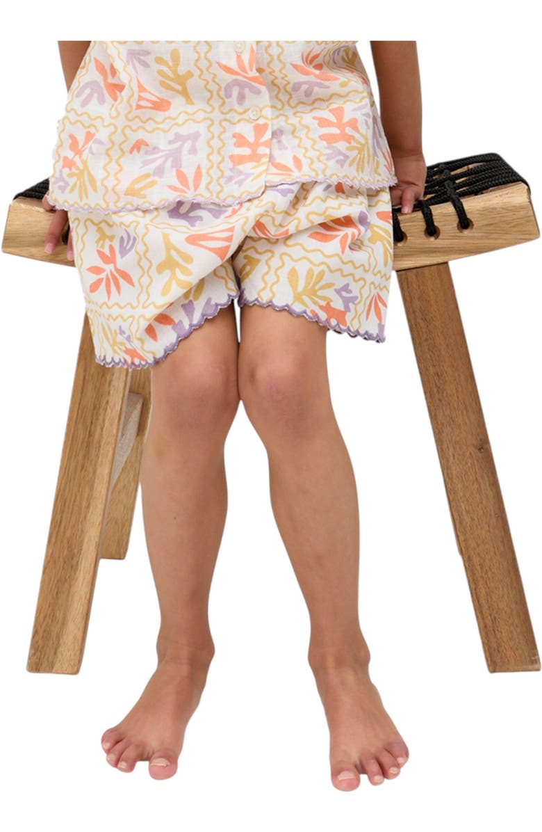 Raffya Kids Gilly Scalloped Edge Matisse Print Shorts, Alternate, color, Multi