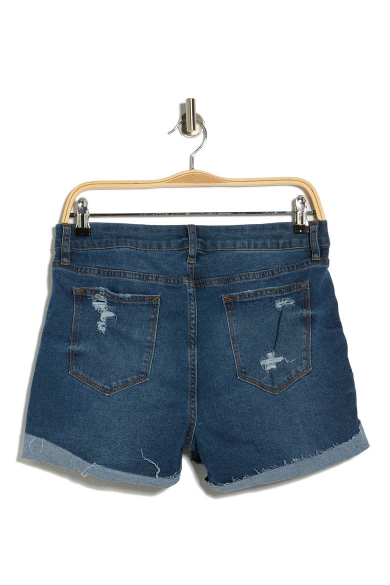 Distressed Cuff Shorts, Alternate, color, DARK WASH