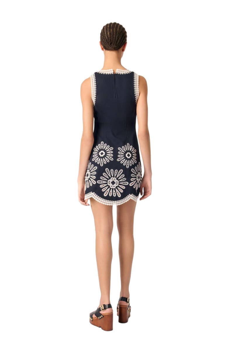 maje mini dress with crochet details, Alternate, color, 
