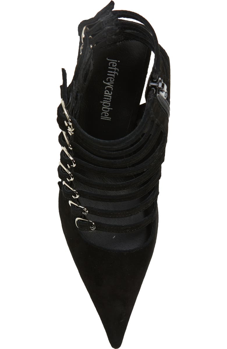 Jeffrey Campbell Cage Buckle Strap Pointed Toe Bootie, Alternate, color,