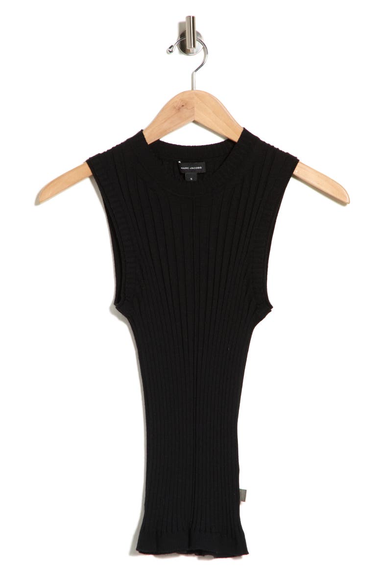 Wool Fine Ribbed Sweater Tank, Alternate, color, BLACK