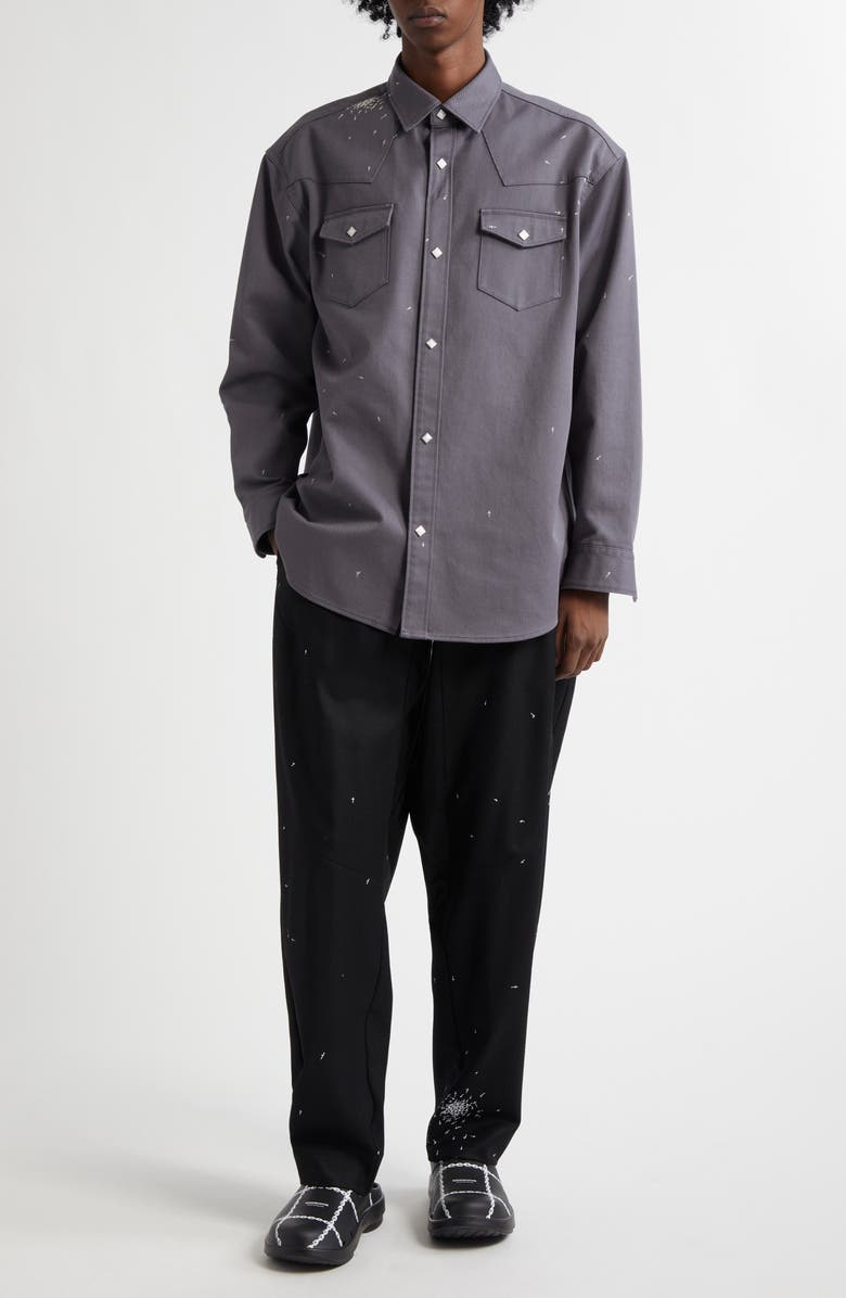 Undercover Cross Embroidered Western Twill Snap-Up Shirt, Alternate, color,