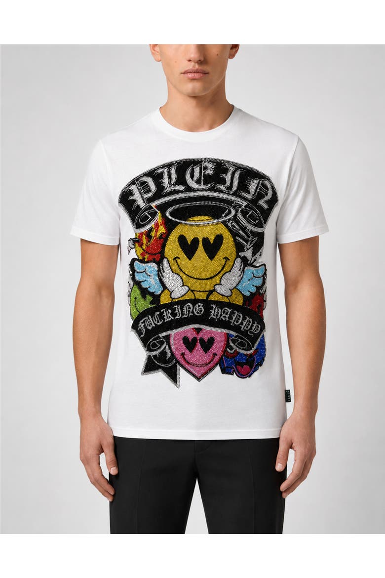 Jersey T-Shirt Plein Smile Men, Main, color, white
