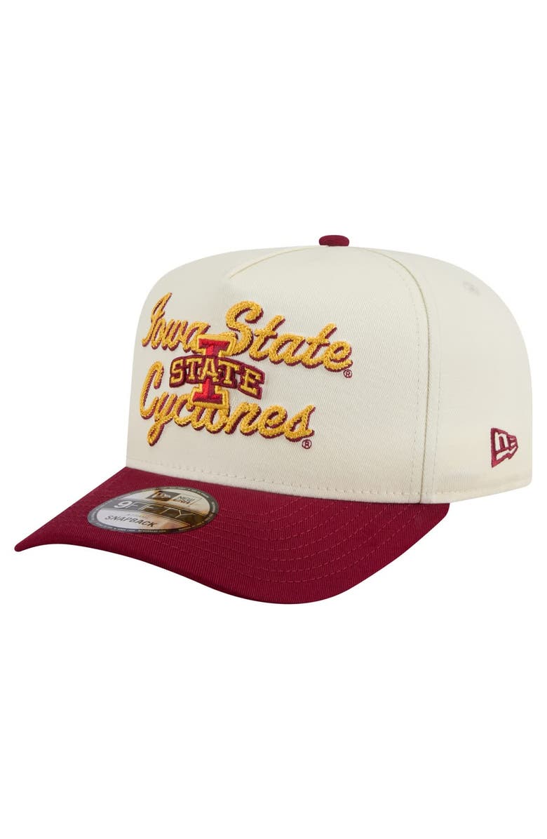 New Era Men's New Era Cream/Cardinal Iowa State Cyclones Vintage Chainstitch 9FIFTY A-Frame Snapback Hat, Main, color, Cream