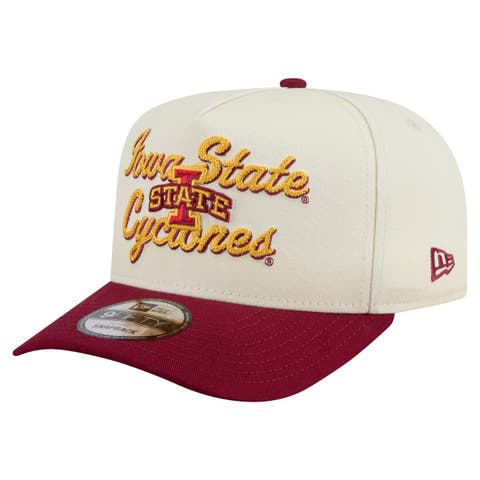 Men's New Era Cream/Cardinal Iowa State Cyclones Vintage Chainstitch 9FIFTY A-Frame Snapback Hat