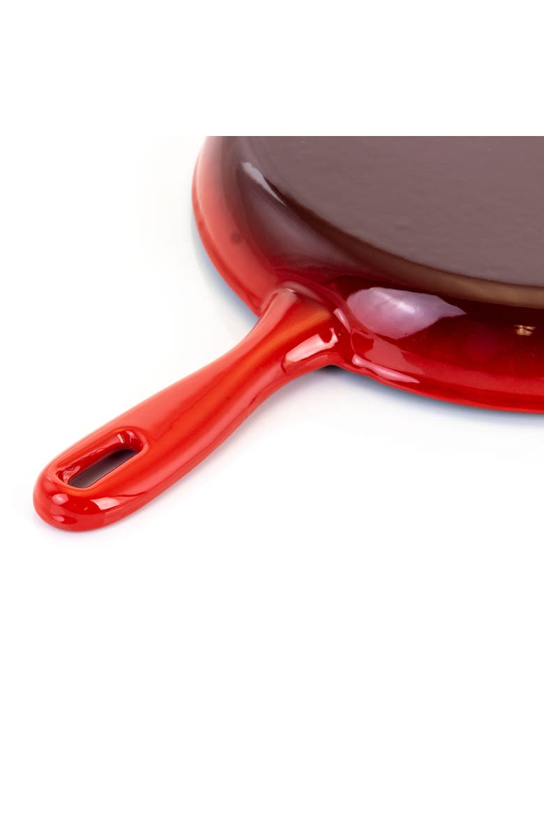 Round 10.25 Inch Enameled Cast Iron Skillet, Alternate, color, Red