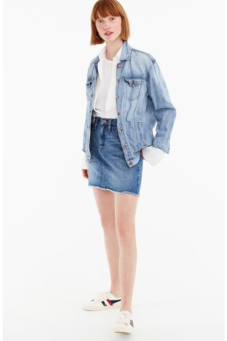 Denim Skirt, Alternate, color, BIRCH WASH