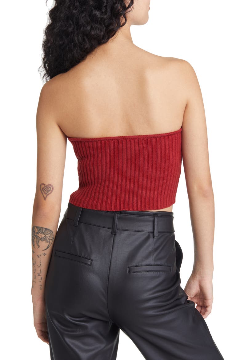 Twice the Love Rib Knit Tube Top & Bolero, Alternate, color, WINE RED