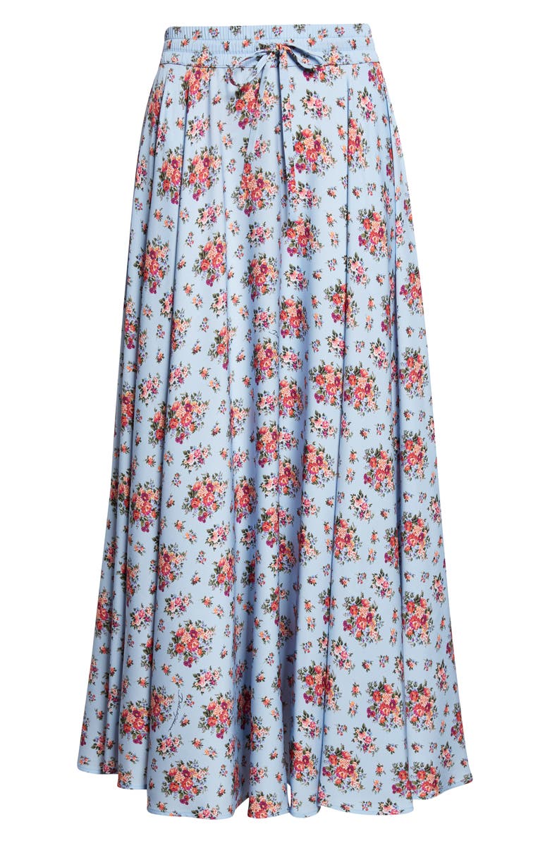 Dolce&Gabbana Floral Bouquets Gathered Stretch Charmeuse A-Line Midi Skirt, Main, color, Mazzolini Fiori Fcel