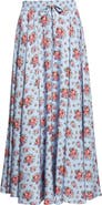 Dolce&Gabbana Floral Bouquets Gathered Stretch Charmeuse A-Line Midi Skirt