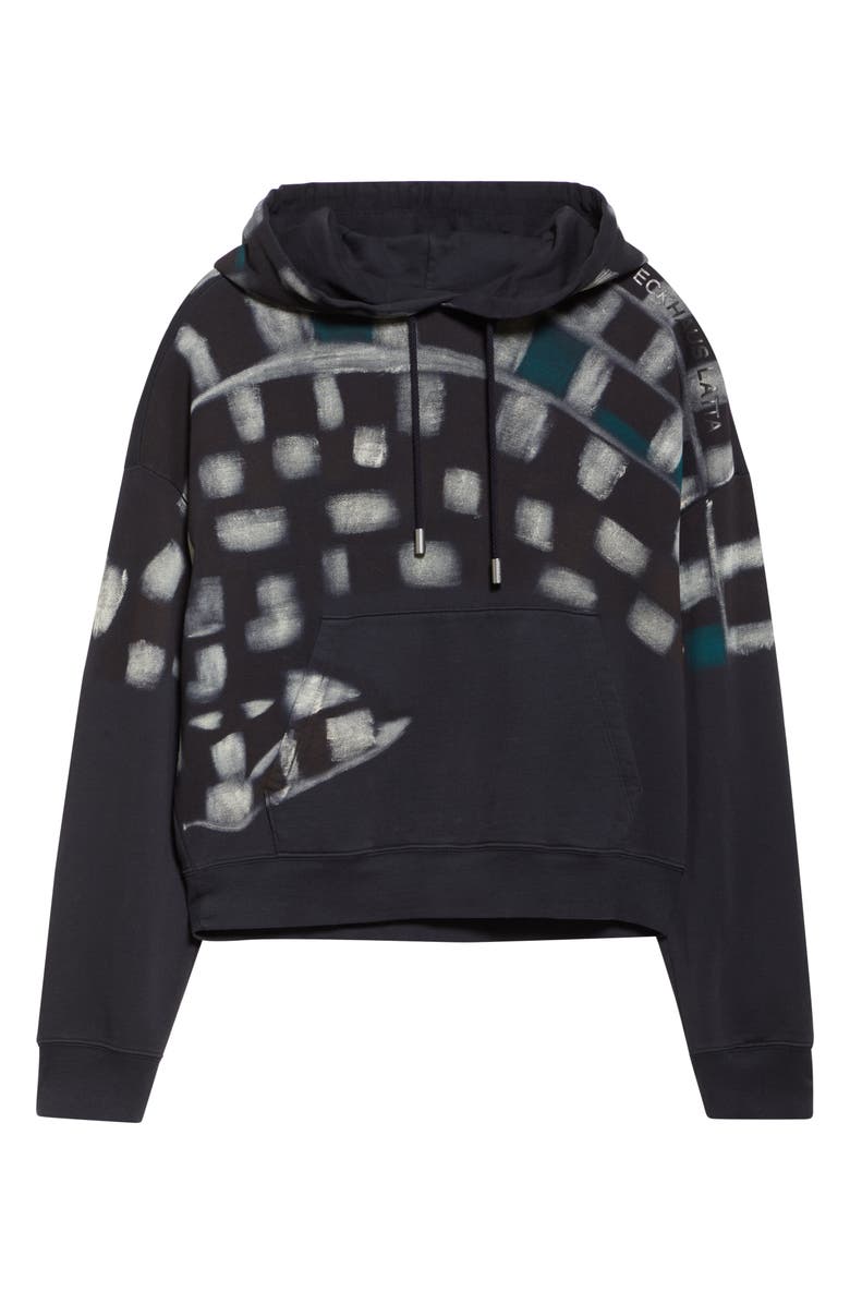 Eckhaus Latta Oversize Asymmetric Check Cotton Hoodie, Alternate, color, Porcupine