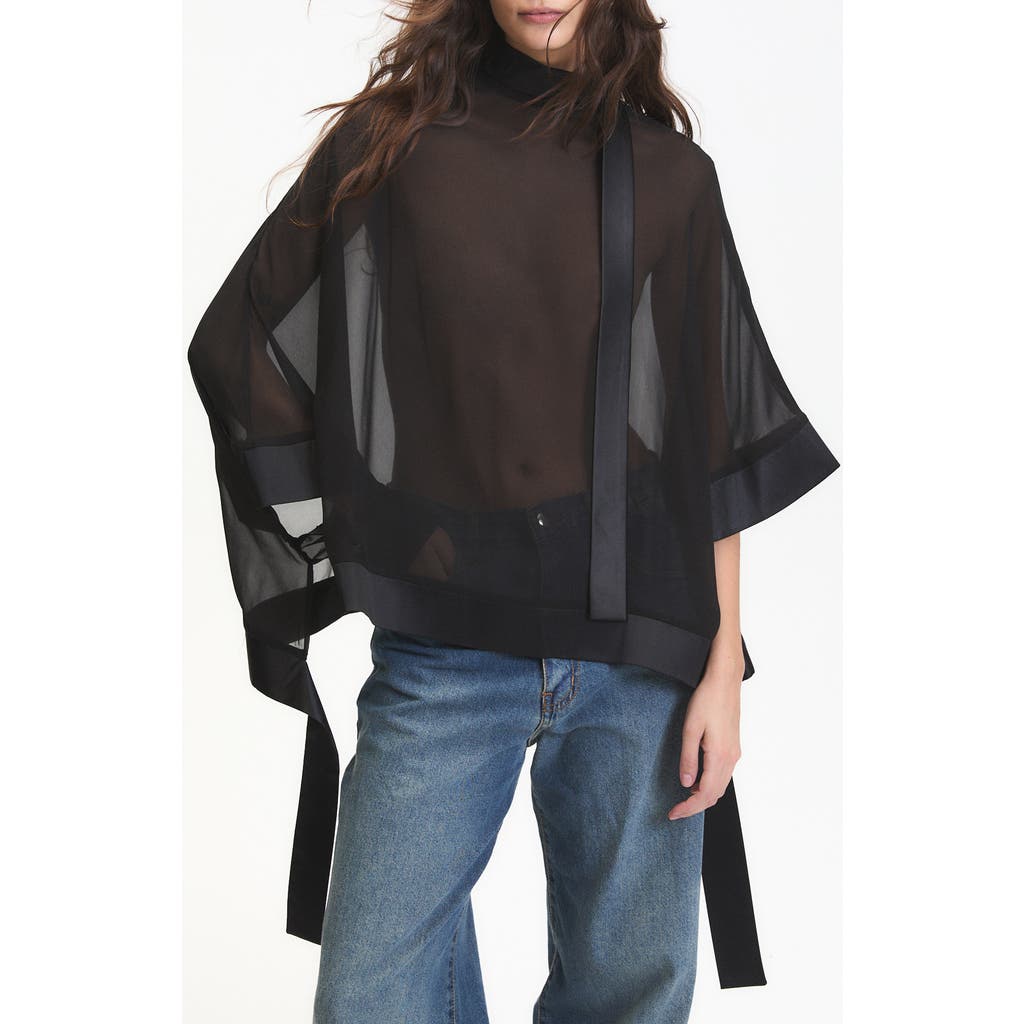 Deluc Carter Sheer Mock Neck Top In Black