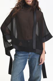 DELUC Carter Sheer Mock Neck Top