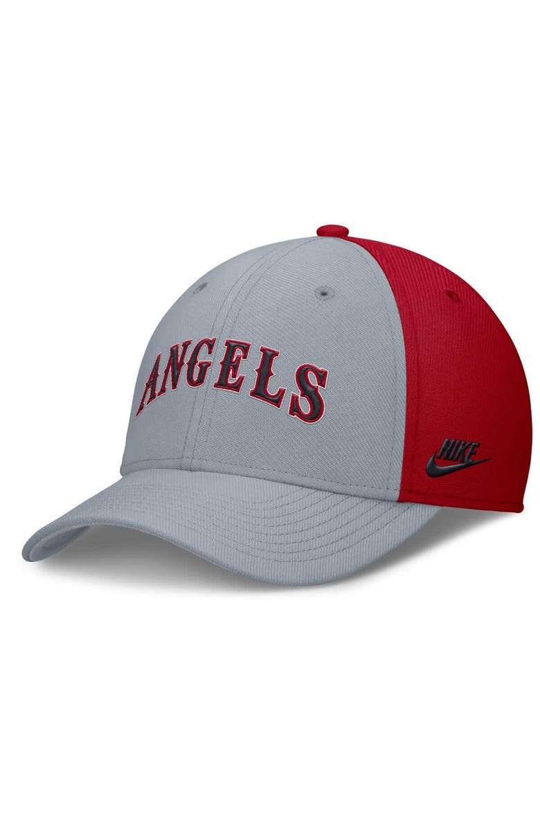 Nike Men's Nike Gray/Red California Angels Rise Swoosh Performance Flex Hat, Main, color, Gray