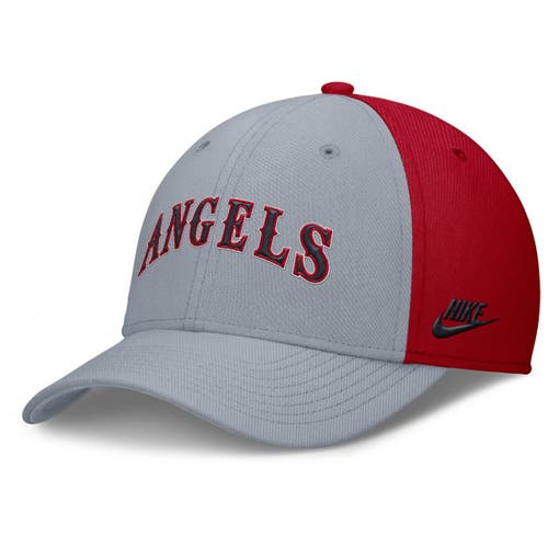 Nike Men's Gray/red California Angels Rise Swoosh Performance Flex Hat