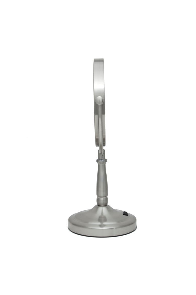 Lighted Makeup Mirror with 10X/1X Magnifications & Cordless, Alternate, color, Satin Nickel