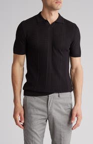 T.R. PREMIUM Textured Sweater Knit Johnny Collar Polo