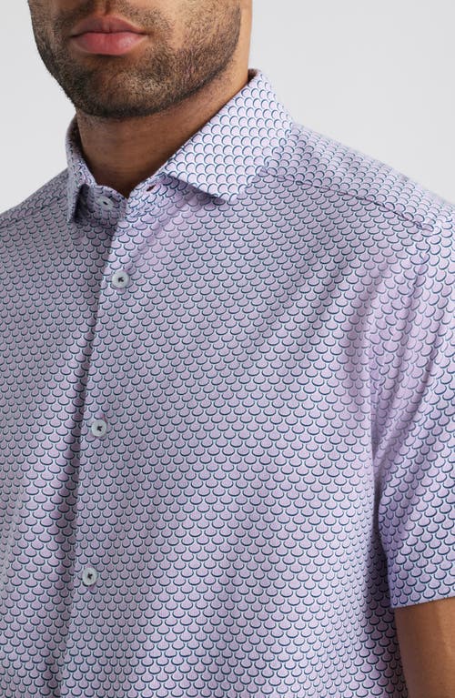 Stone Rose Oval Geo Performance Short Sleeve Button-up Shirt In Med Pink