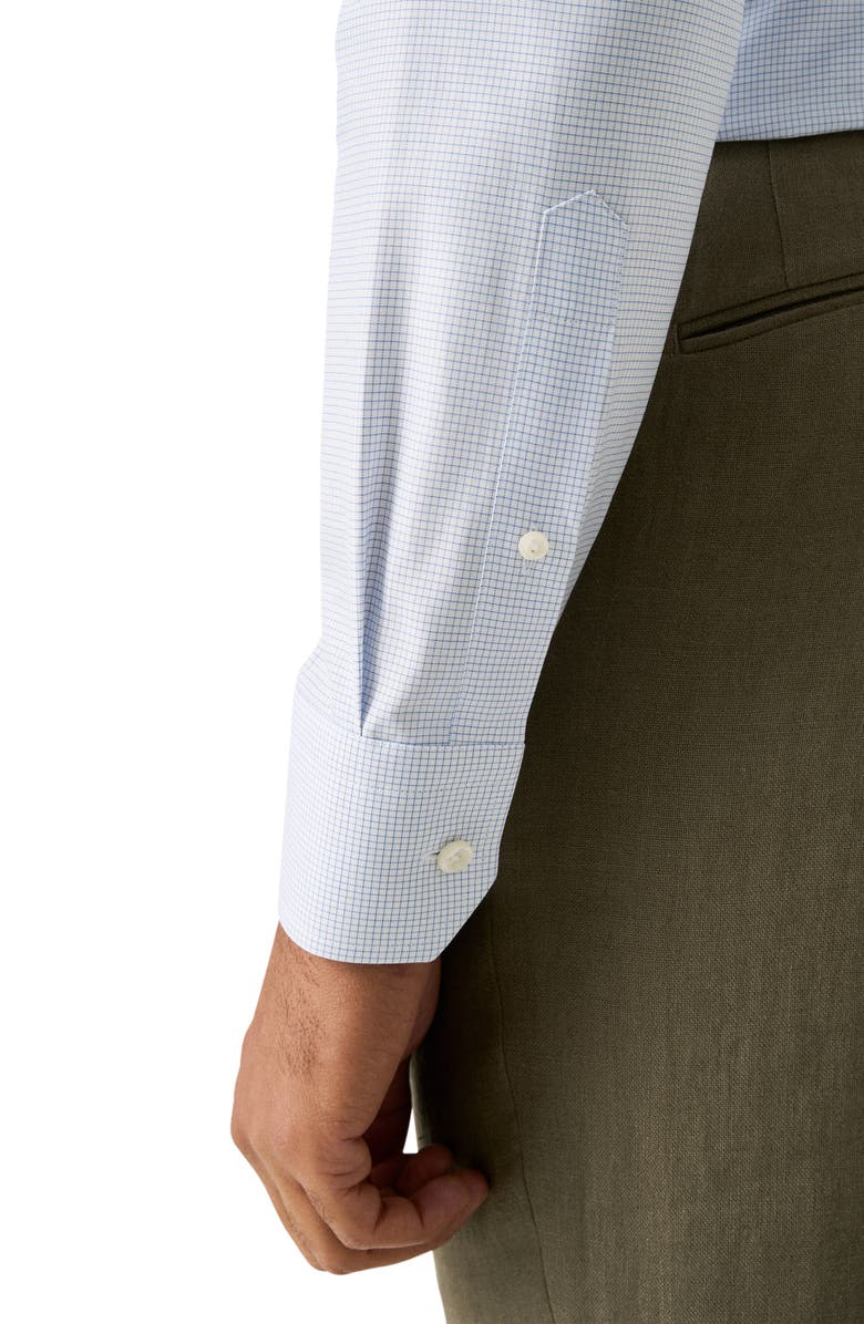 Eton Slim Fit Check Cotton Twill Dress Shirt, Alternate, color, Light Blue