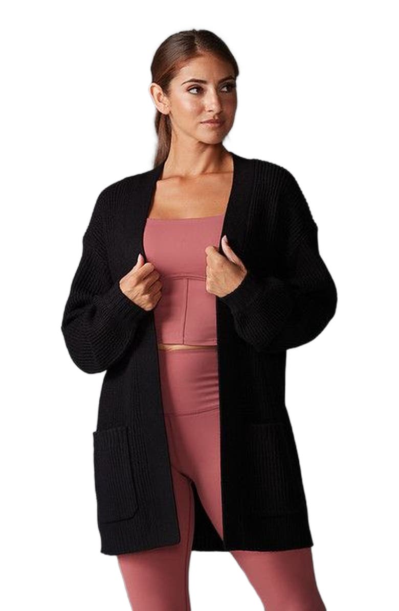 Tavi Alpine Long Cardigan, Alternate, color, Ebony