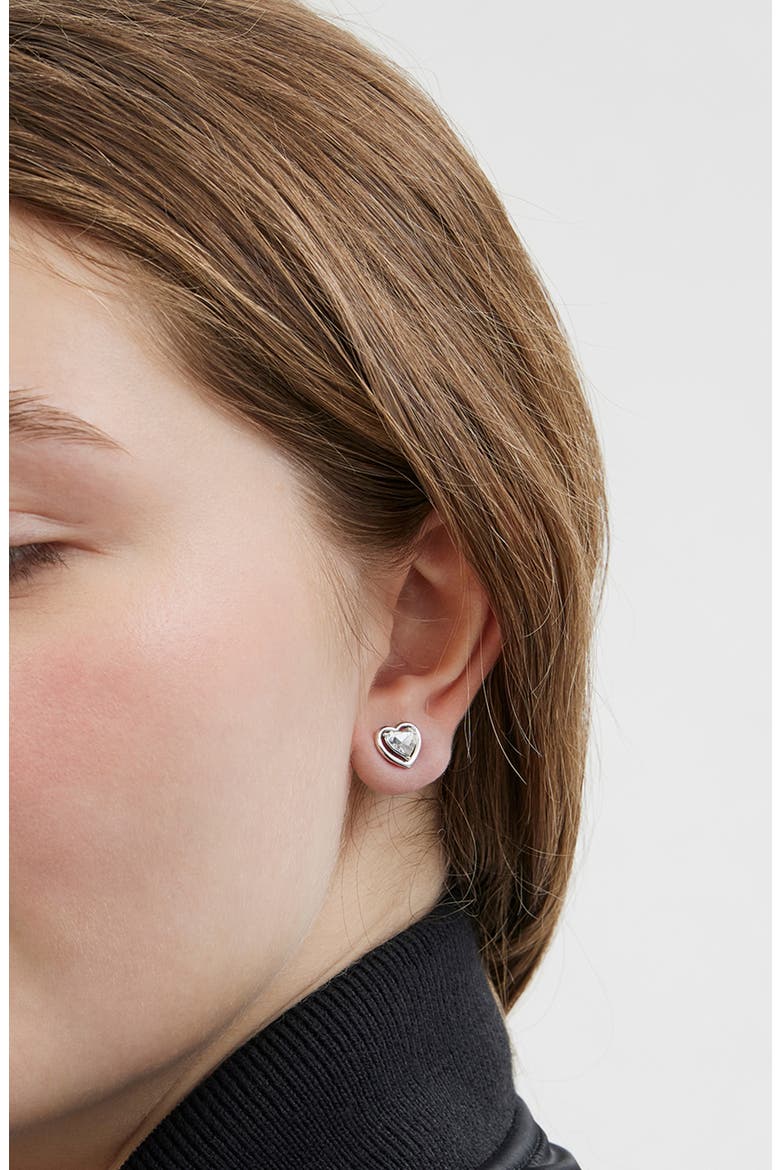 Heart Halo Stud Earrings, Alternate, color, CRYSTAL/ RHODIUM