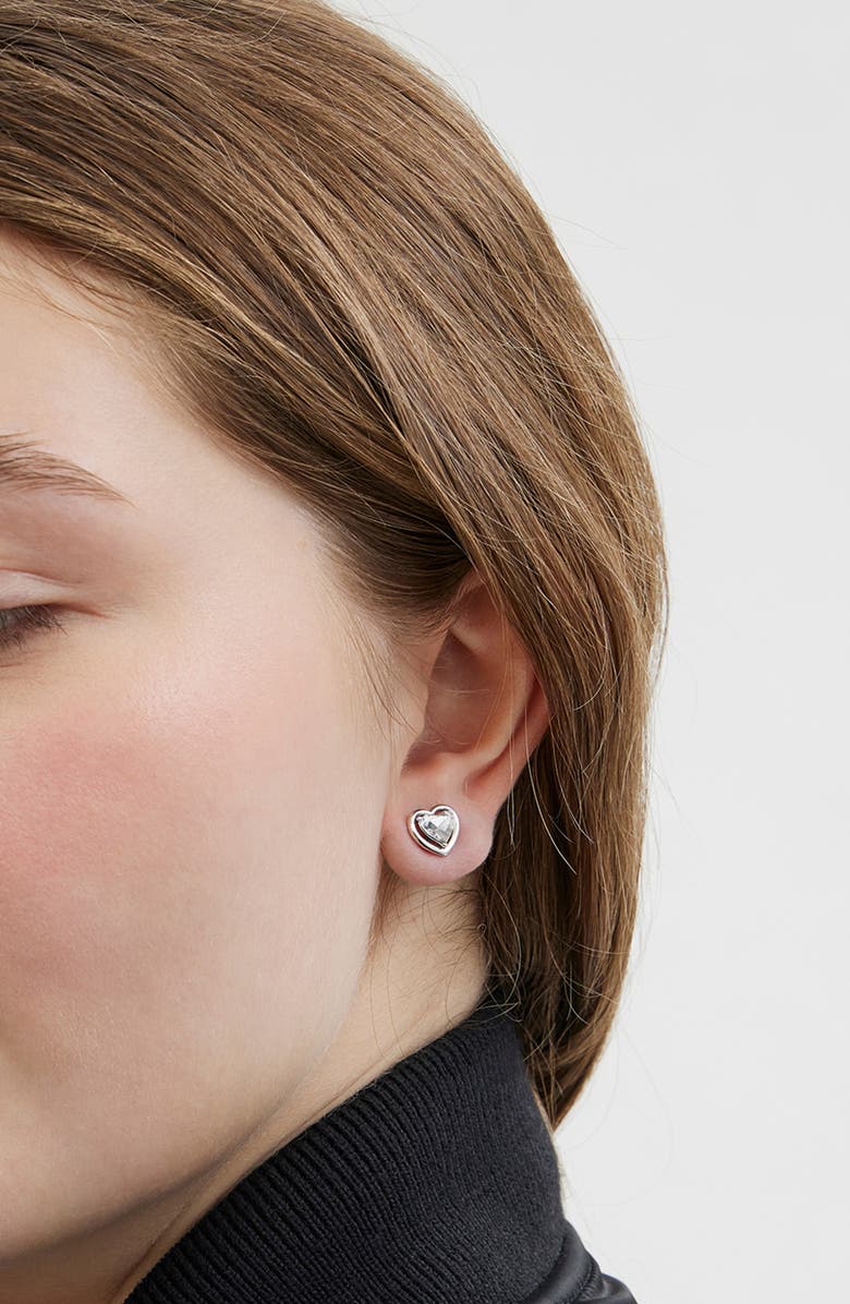 COACH Heart Halo Stud Earrings, Alternate, color, Crystal/ Rhodium