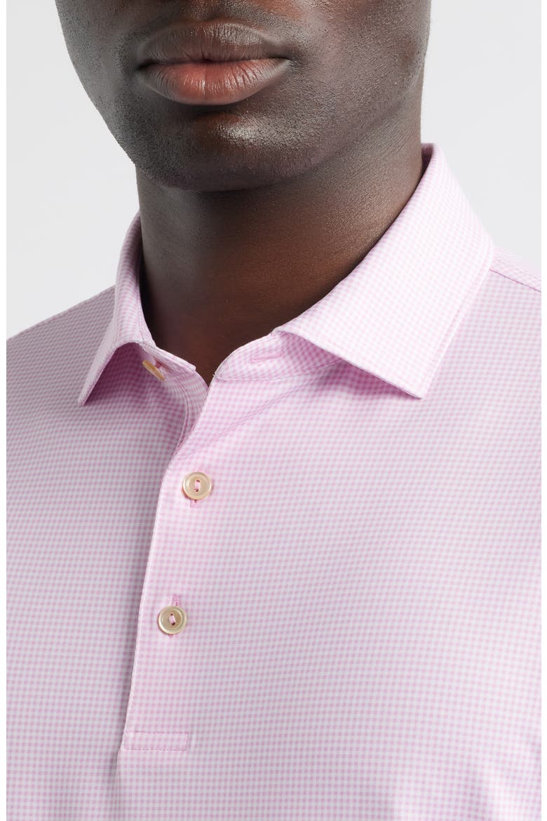 Gingham Check Performance Jersey Polo, Alternate, color, PINK PARFAIT