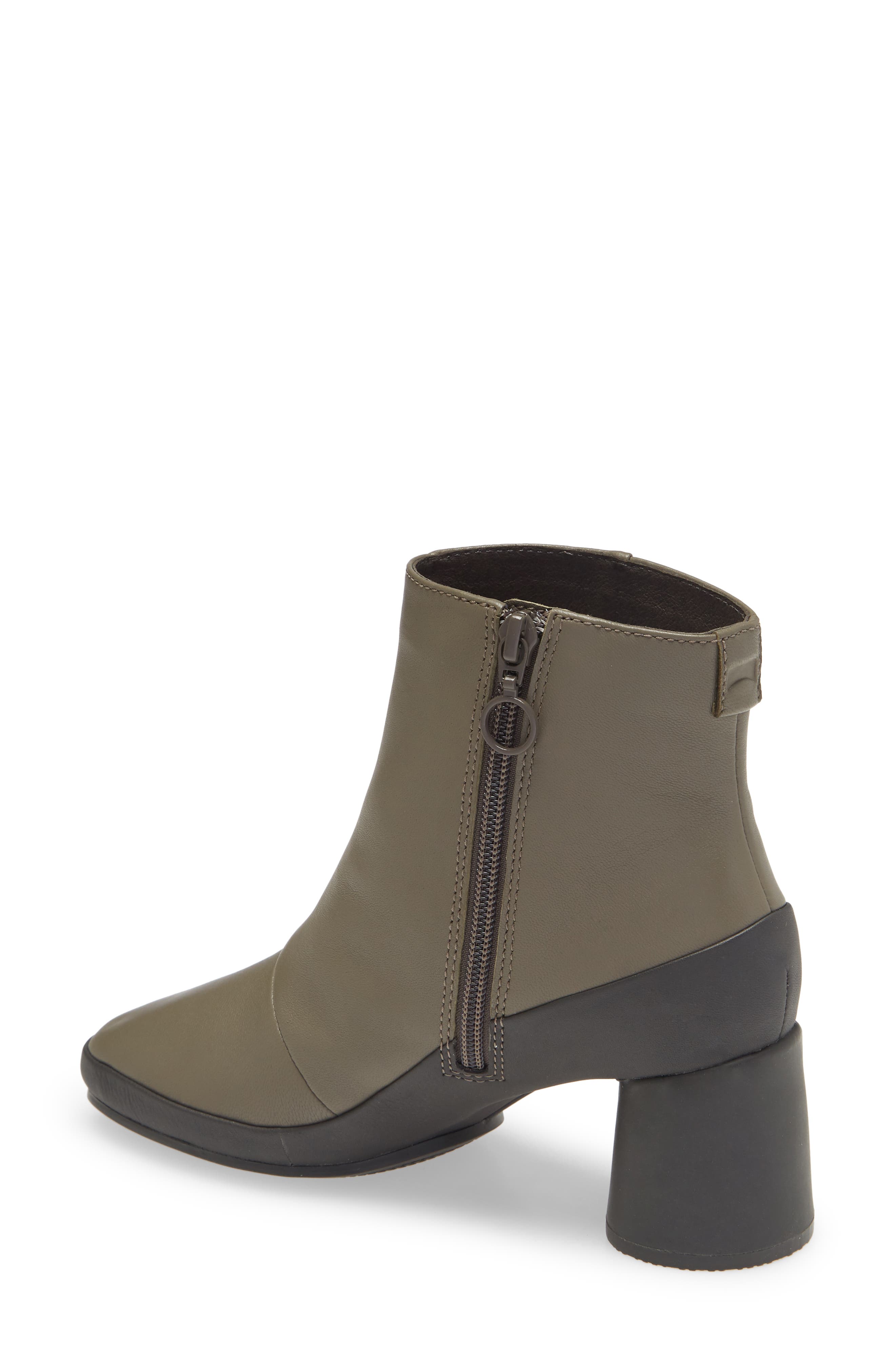 Upright Column Heel Bootie, Alternate, color, DARK GREEN LEATHER