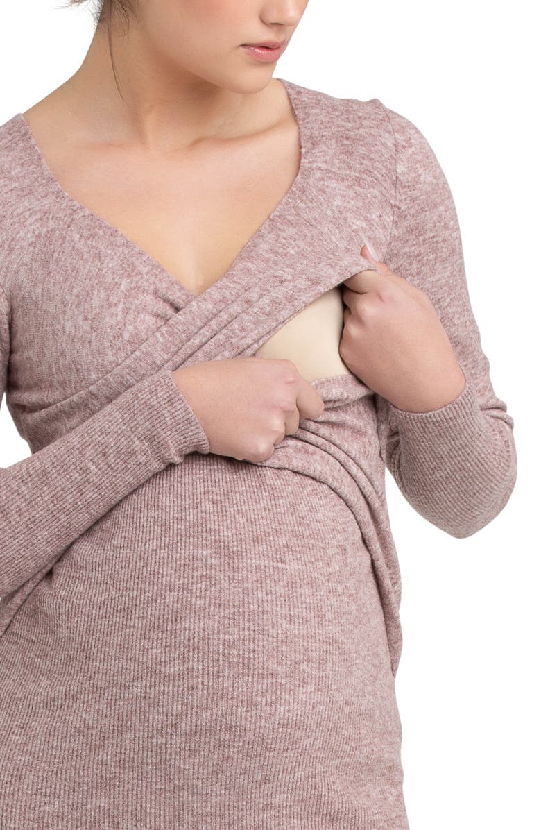 Ripe Maternity Heidi Long Sleeve Maternity/Nursing Dress, Alternate, color, Pink Marl
