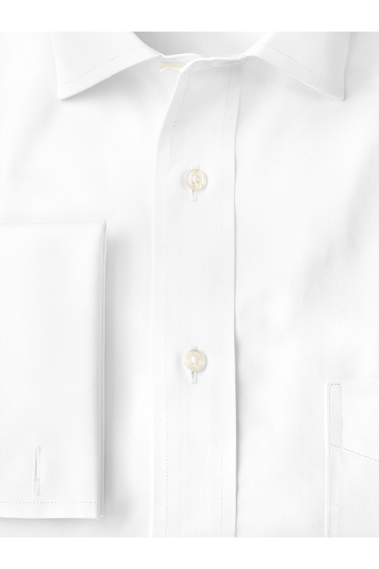Slim Fit Non-iron Cotton Pinpoint Spread Collar French Cuff Dress Shirt, Alternate, color, White