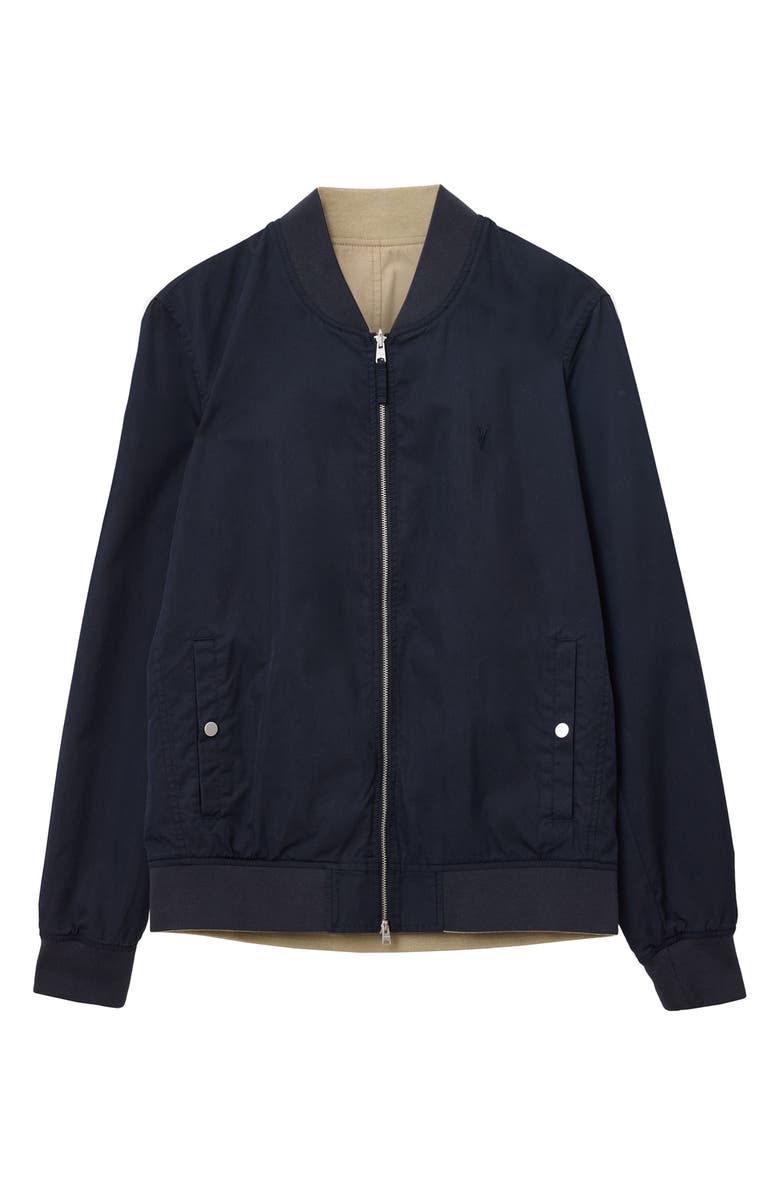 AllSaints Bassett Reversible Bomber Jacket, Alternate, color, Azula Blue/ Brown