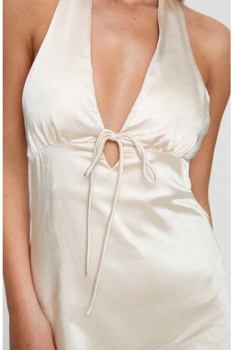 Lanier Satin Halter Minidress, Alternate, color, CHAMPAGNE