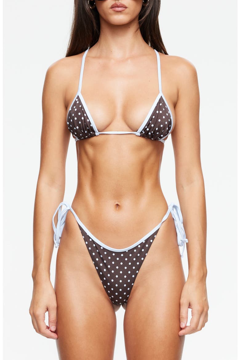 Ramirez Polka Dot Triangle Bikini Top, Alternate, color, CHOCOLATE BLUE POLKA
