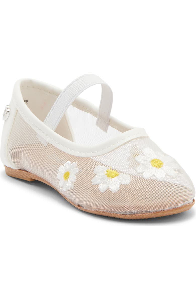 bebe Kids' Embroidered Mesh Flat, Main, color, White