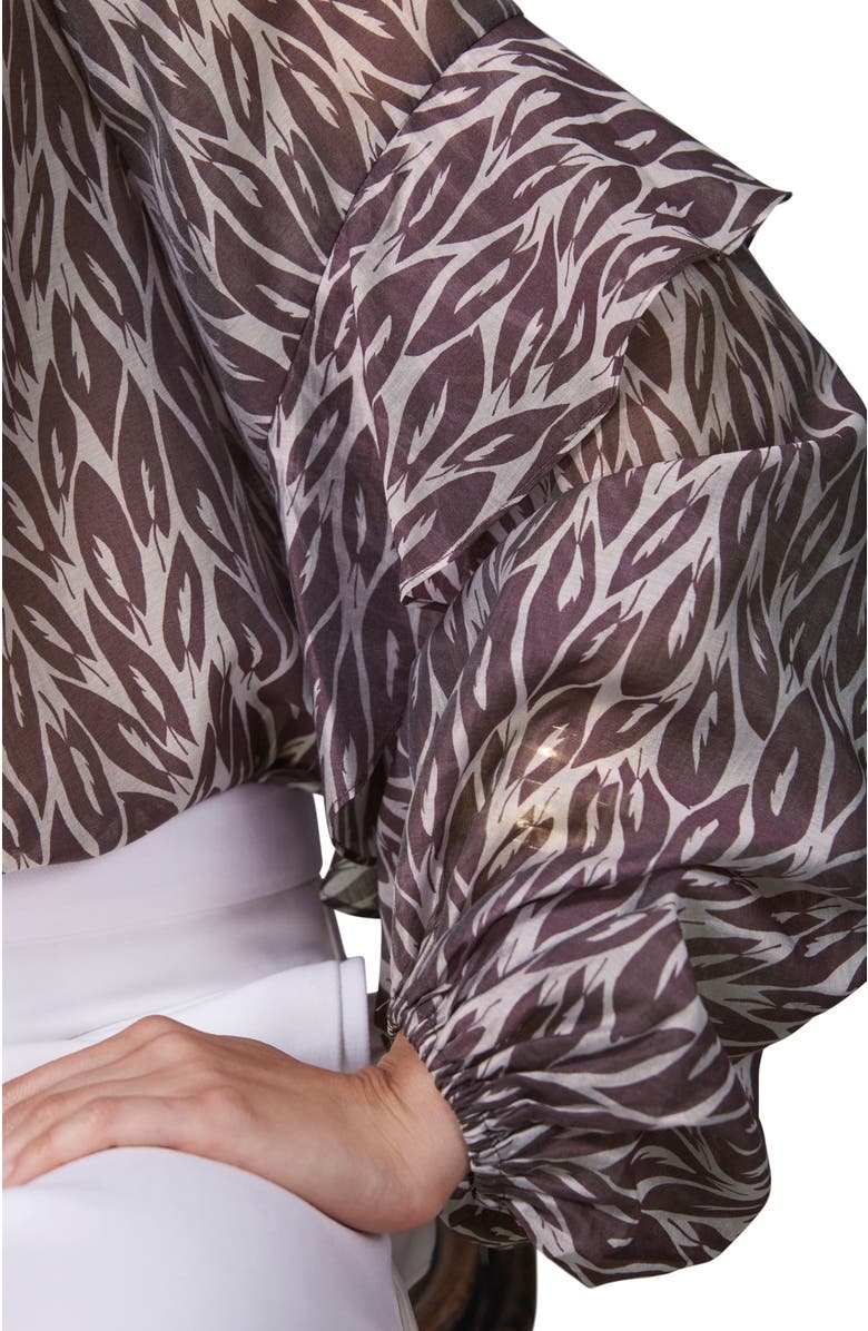 MINT VELVET Leaf Print Blouse, Alternate, color, Burgundy