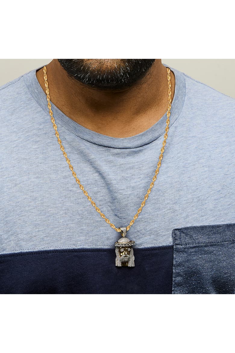 Men's 10K Yellow Gold 1 1/3 Cttw Diamond Studded Jesus Pendant Necklace, Alternate, color, Yellow Gold
