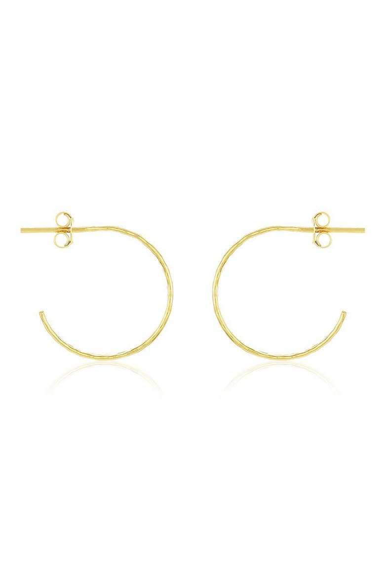 14K Yellow Gold Vermeil Hammered .75" Hoop Earrings, Alternate, color, GOLD