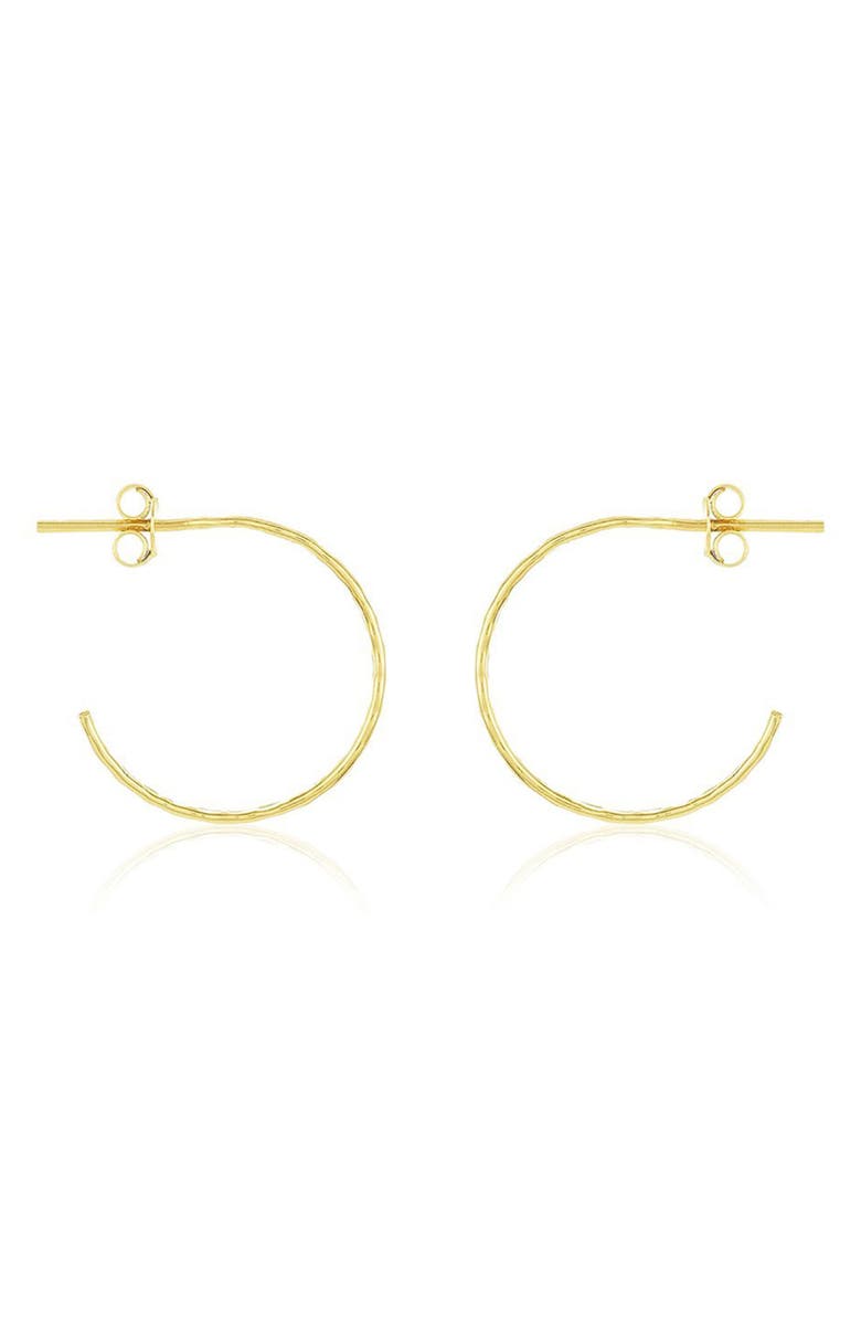 Sterling Forever 14K Yellow Gold Vermeil Hammered .75" Hoop Earrings, Alternate, color, Gold