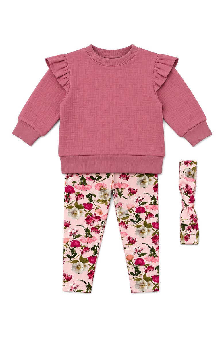 Kids' 3-Piece Ruffle Pullover, Leggings & Headband Set, Main, color, LIGHT/ PASTEL PINK