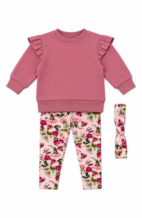 3-Piece Ruffle Pullover, Leggings & Headband Set