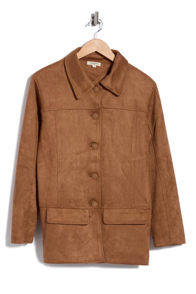 Faux Suede Barn Jacket, Main, color, VICUNA