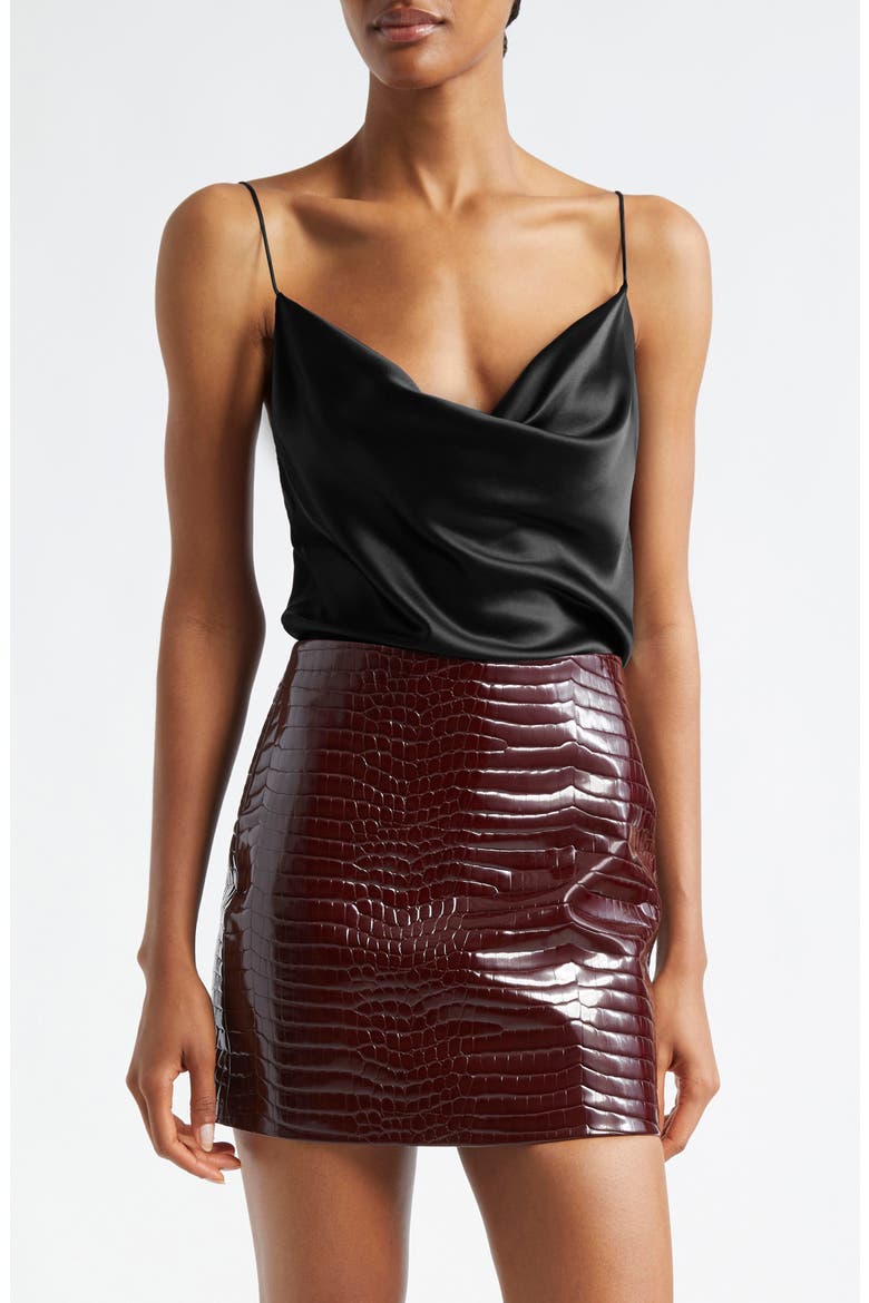 Calista Cowl Neck Silk Camisole, Main, color, BLACK