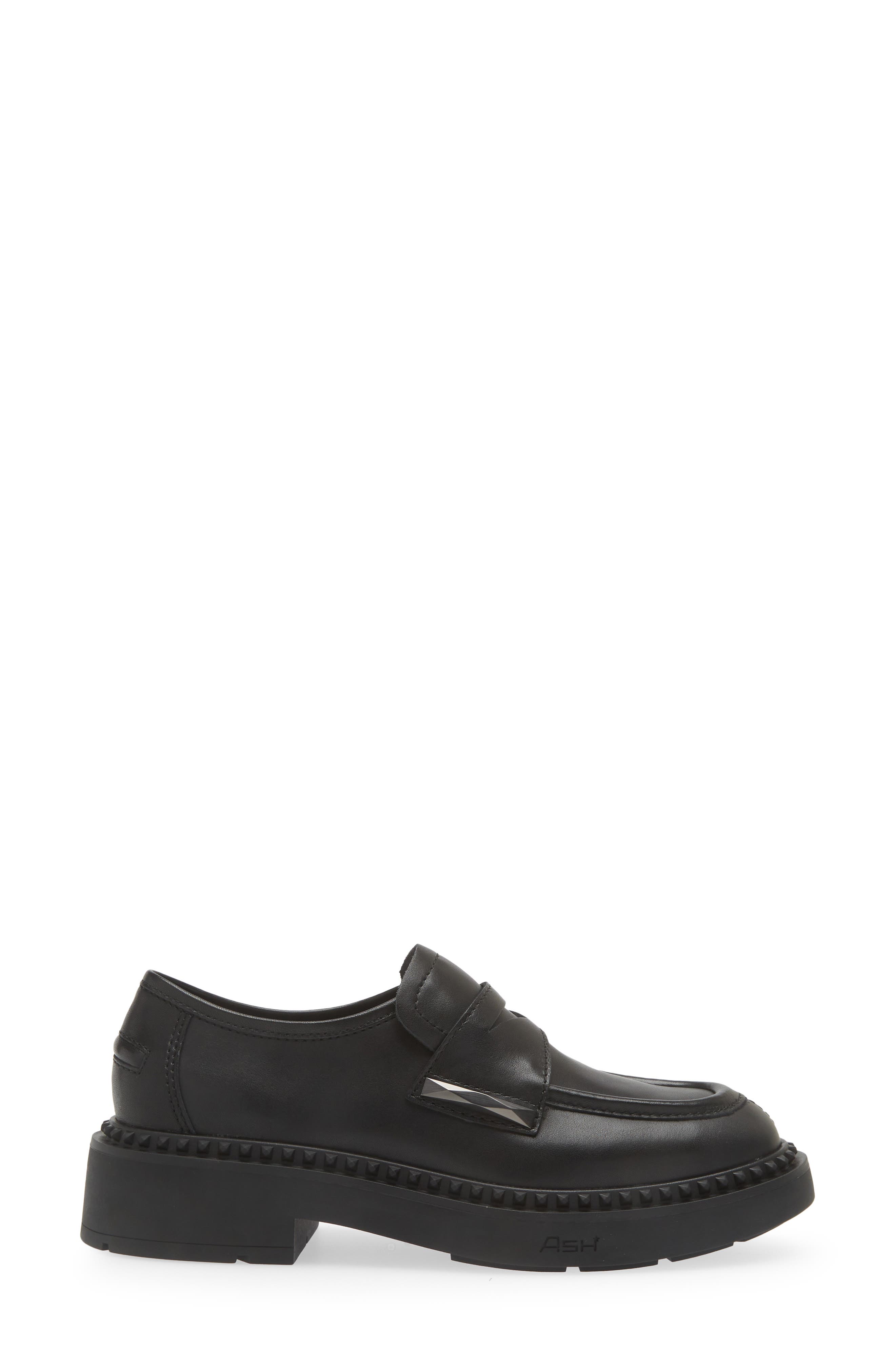 Medusa Lug Sole Loafer, Alternate, color, BLACK