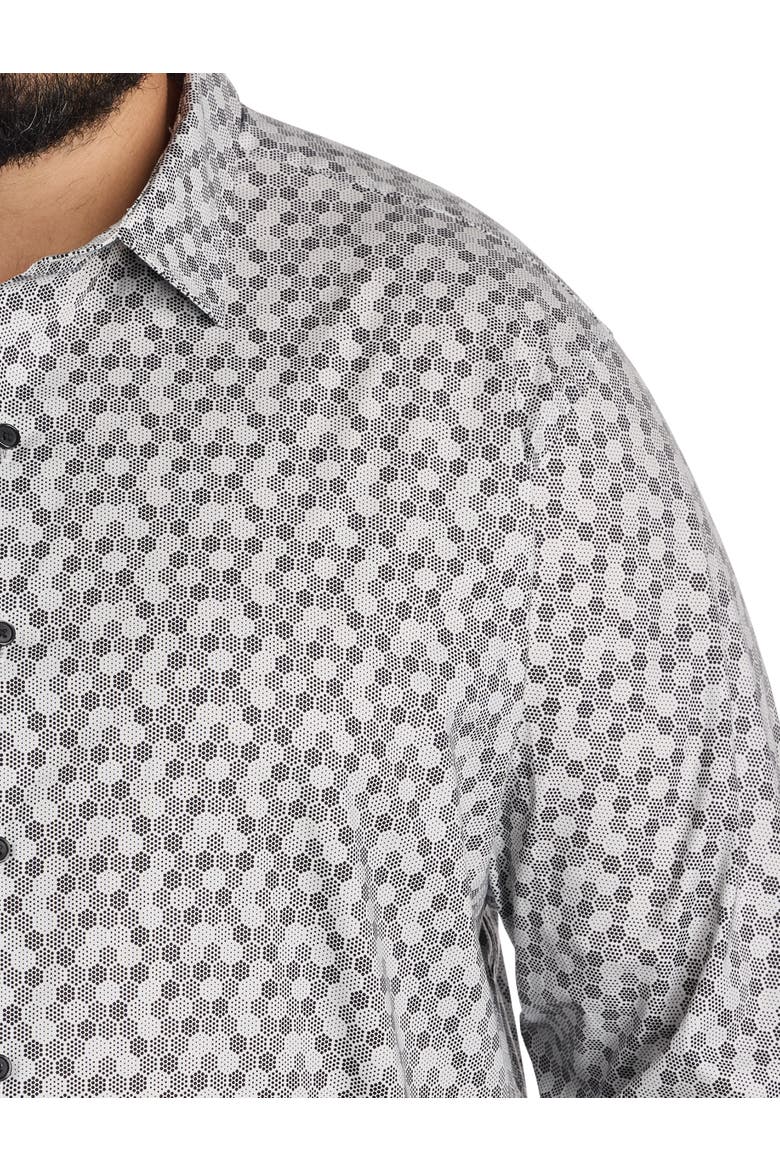 Big & Tall Tonal Dotted Sport Shirt, Alternate, color, GREY BLACK