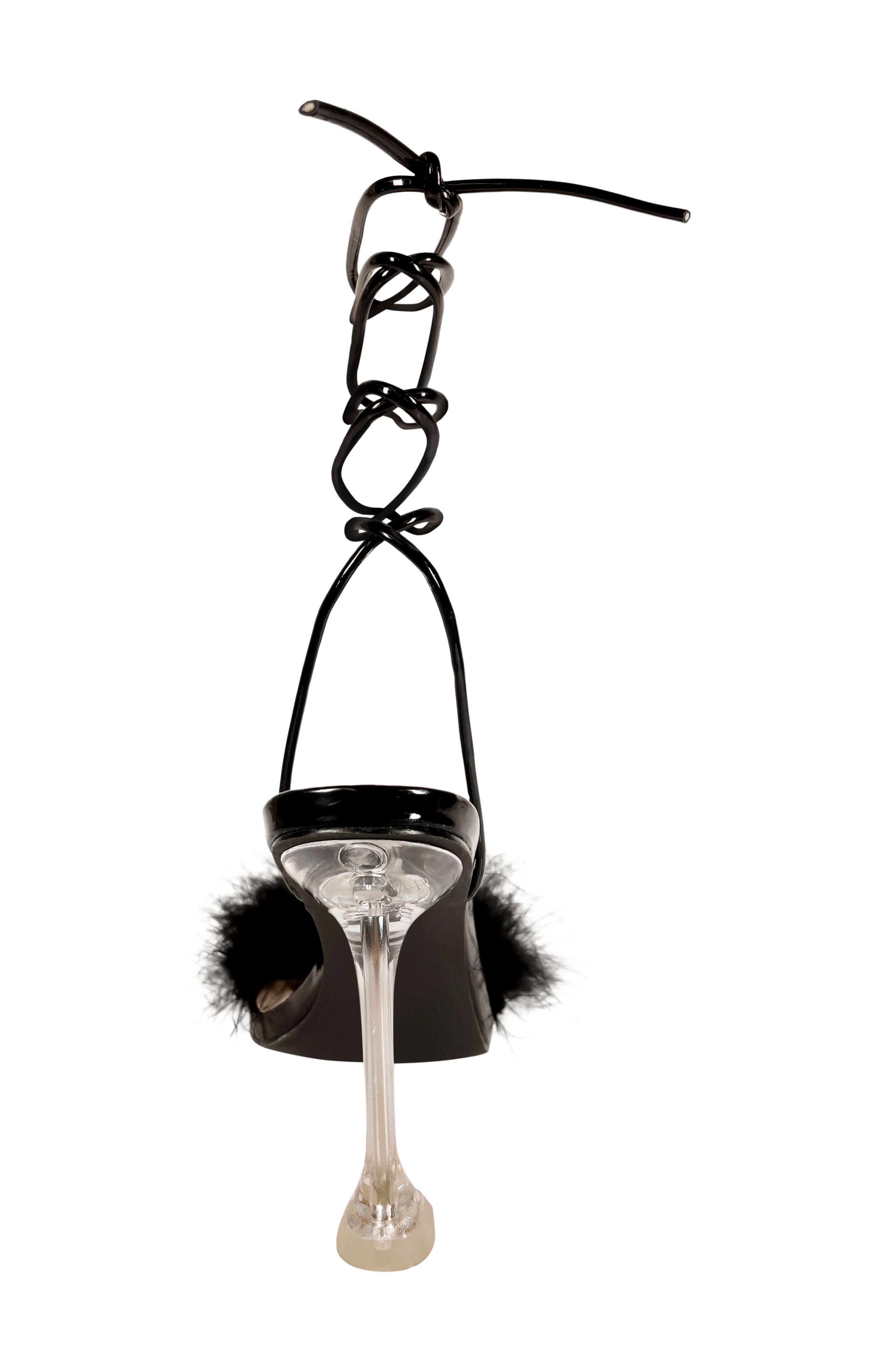 AZALEA WANG Warwick Lace-Up Feather Sandal, Alternate, color, 