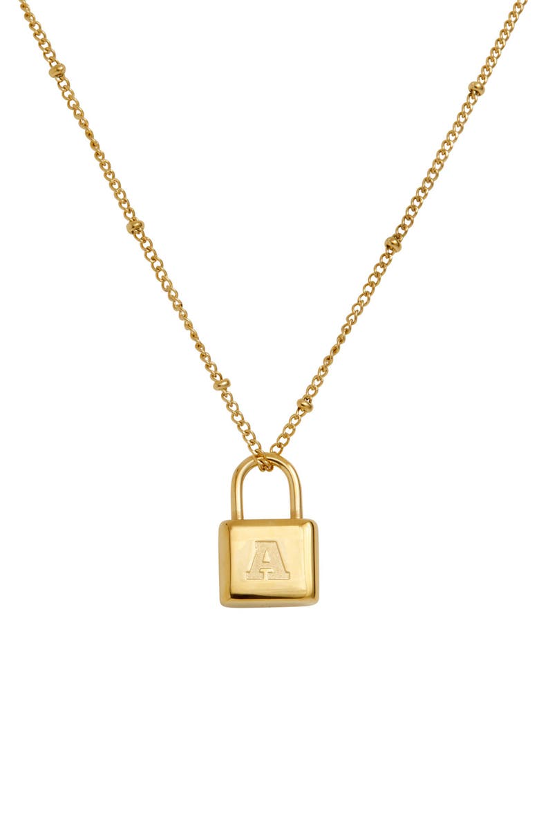 SAVVY CIE JEWELS Initial Lock Pendant Necklace, Main, color, Gold - A