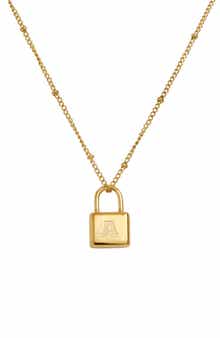 SAVVY CIE JEWELS Initial Lock Pendant Necklace