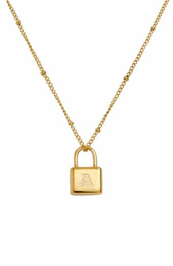 SAVVY CIE JEWELS Initial Lock Pendant Necklace