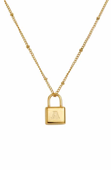 SAVVY CIE JEWELS Initial Lock Pendant Necklace