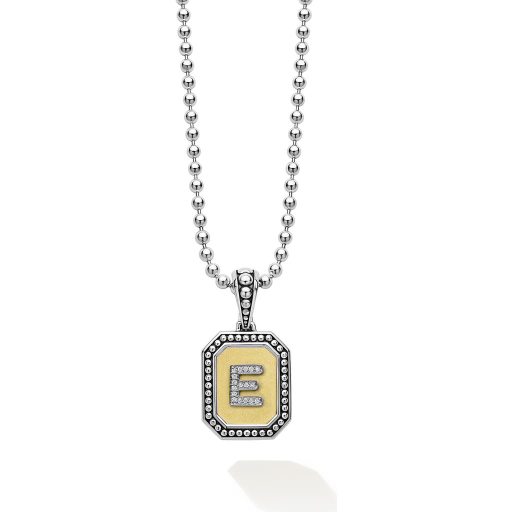 Lagos Signature Caviar Diamond Initial Pendant Necklace In Two-tone E